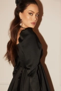 Halika - Black Mini Dress with Sleeve Buffs