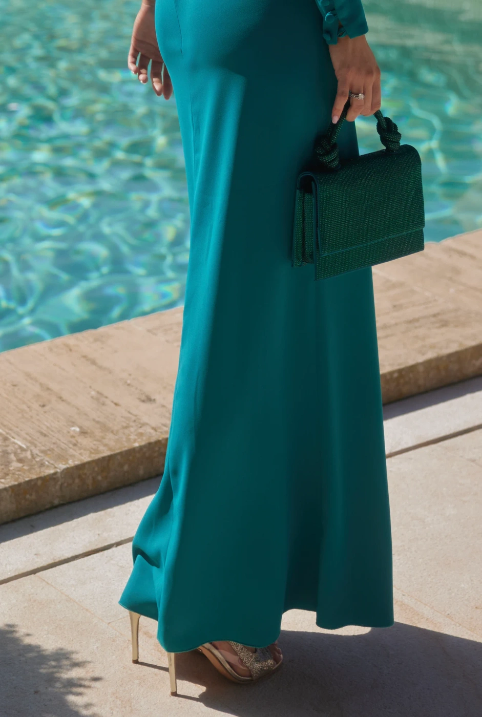 Polet - Grünes Maxikleid mit Rüschen