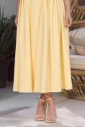Yonca – yellow midi dress with square neckline