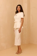 Lurdes – Set in Off-White: Bluse + Rock