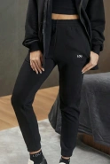 Saura Black - black, comfortable pants with a logo