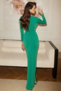 Sinem - smaragdgrünes Maxikleid mit Drapierung