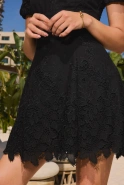 Luditta – schwarzes Minikleid aus bestickter Baumwolle