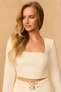 Goldi – cream mini dress with square neckline