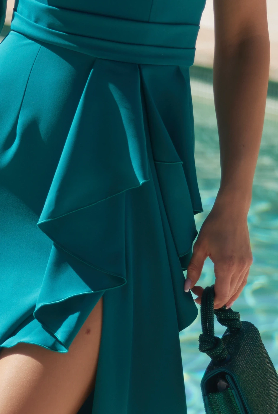 Polet - Grünes Maxikleid mit Rüschen