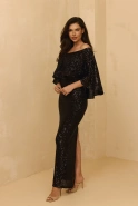 Chaeri - Schwarzes Pailletten-Maxikleid