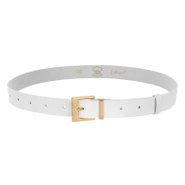 Charo Gürtel - Eleganter weißer Ledergürtel mit goldener Schnalle und Lou-Logo
