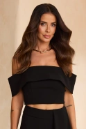 Zafarro – schwarzes Top mit Carmen-Ausschnitt