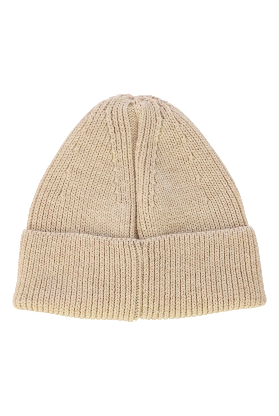 Beigefarbene Wintermütze mit Lou-Logo