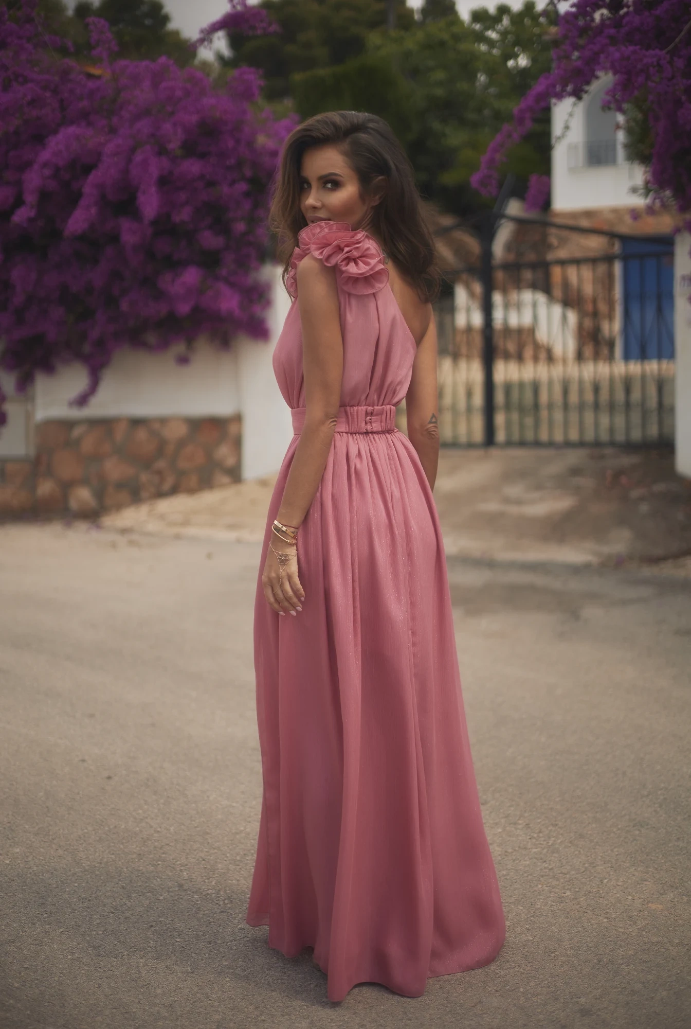 Maribel - Maxikleid in Korallenfarbe