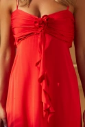 Nazani - Viscose Maxi Empire Dress with Adjustable Straps and Handmade Applique on the Bust