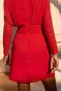 Kinzly - impressive dress in the color of intense red with glitter