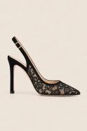 Lessy – schwarze Spitzen-Pumps mit Wildledereinsätzen