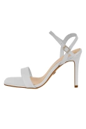Tahi - White Satin Heeled Sandals with Elegant Leather Insole