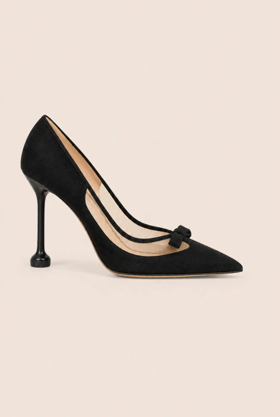Francy – schwarze Wildleder-High Heels mit transparentem Netz
