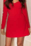 Blubell - red dress with open shoulders and zipper