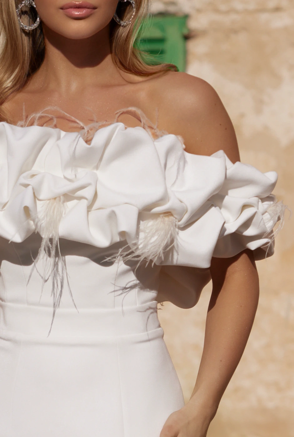 Indali - Maxi Korsettkleid mit Crinkle-Kragen und abnehmbaren Trägern