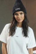 Madison - Classic Ecru T-Shirt with Black Logos