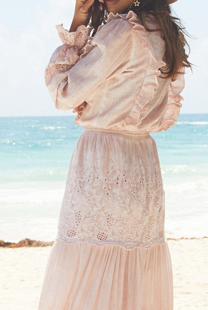 Maeve - a boho style maxi dress in a shade of pink