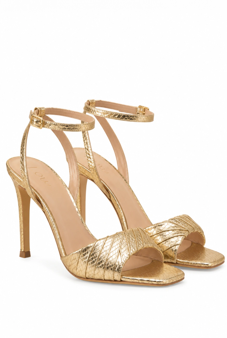 Dazzle – goldene Sandaletten mit schmalem Stilettoabsatz