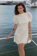 Sonrisa – minikleid in Ecru mit Pailletten