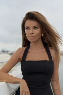 Hasita - black mini dress with neck tie