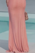 Honia – pink maxi dress with gold thread and flowers