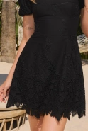Luditta – schwarzes Minikleid aus bestickter Baumwolle