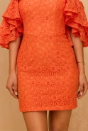 Sucre - Elegant mini lace dress in invigorating orange