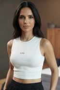 Liu White - a strapless top in white.