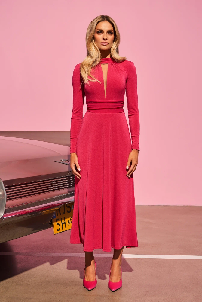 Urge - Elegantes Midikleid in Fuchsia