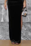 Diamante – schwarzes Samt-Maxikleid