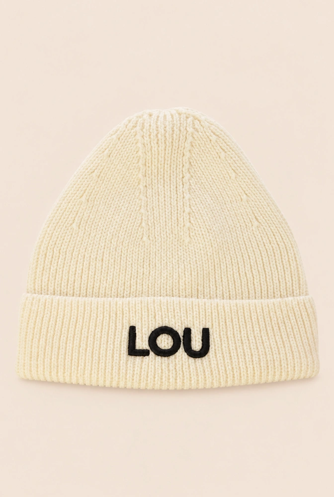 Lou's Logo Wintermütze in Ecru