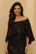 Chaeri - Schwarzes Pailletten-Maxikleid
