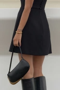 Hasita - black mini dress with neck tie
