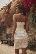 Etolie - Weißes Mini-Knitterkleid