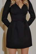 Tycjana - black dress with tie at the waist