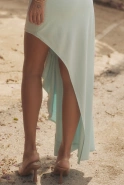 Fidelia - Brocade maxi dress in pastel mint color