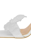Fantasia - Elegante weiße Sandalen mit Blumenapplikation und bemaltem Absatz