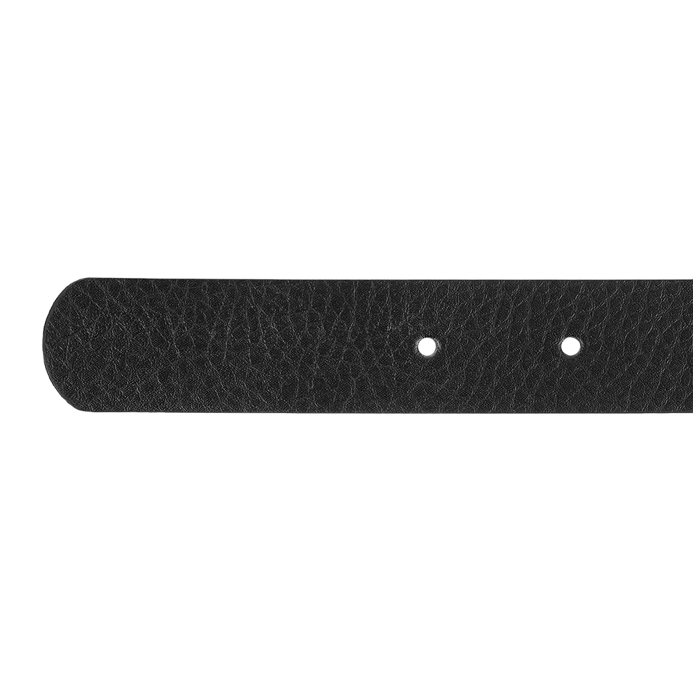 Charo belt - Black leather belt with luxurious gold buckle and engraved Lou logo.