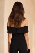 Zafarro – black top with a Bardot neckline