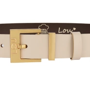 Charo belt - Women's belt in ecru shade with gold buckle and subtly engraved Lou logo.