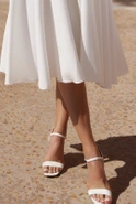 Tahi - White Satin Heeled Sandals with Elegant Leather Insole