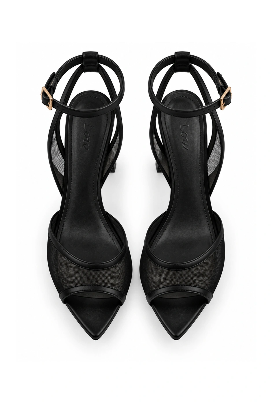 Sense – schwarze Sandaletten mit dekorativem Mesh