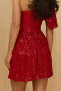 Adison - Asymmetrical Red Mini Dress with Sequins