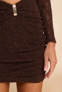 Cecelia – brown lace mini dress with jewellery details