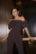 Nuran – brown jumpsuit with gathering around the shoulders