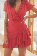 Susanita Rot - Minikleid mit Rüschen und Büffeln