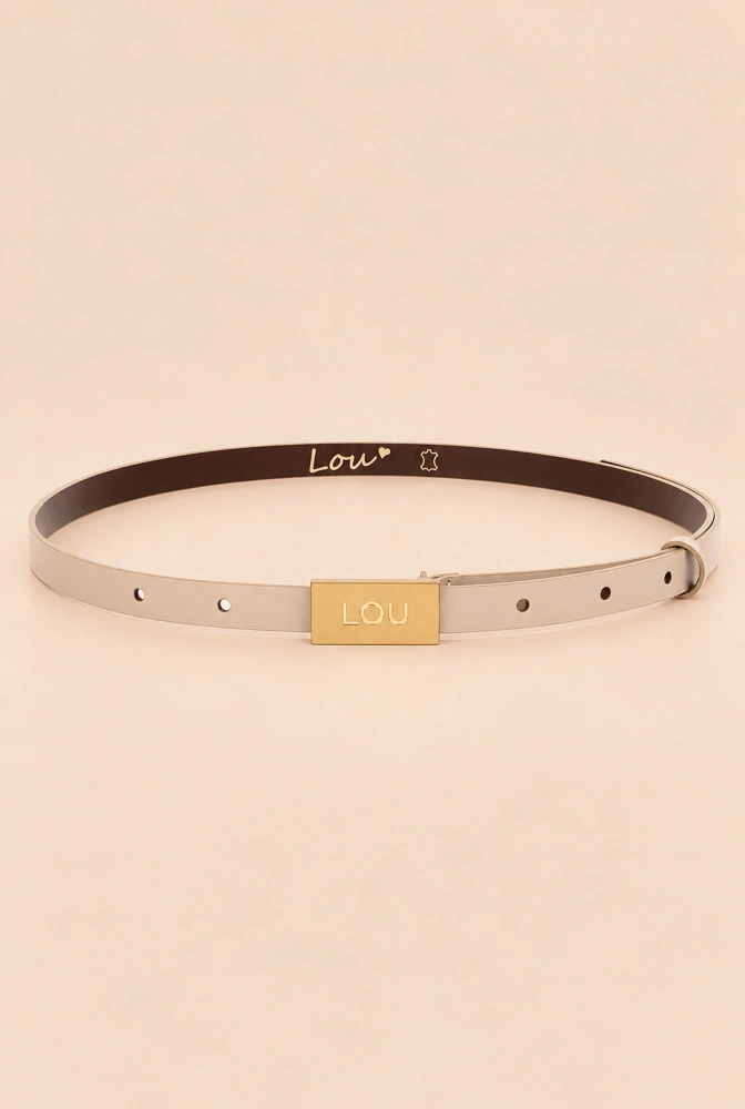 Lita Belt - Damengürtel in Ecru-Tönen mit exklusiver Goldschnalle