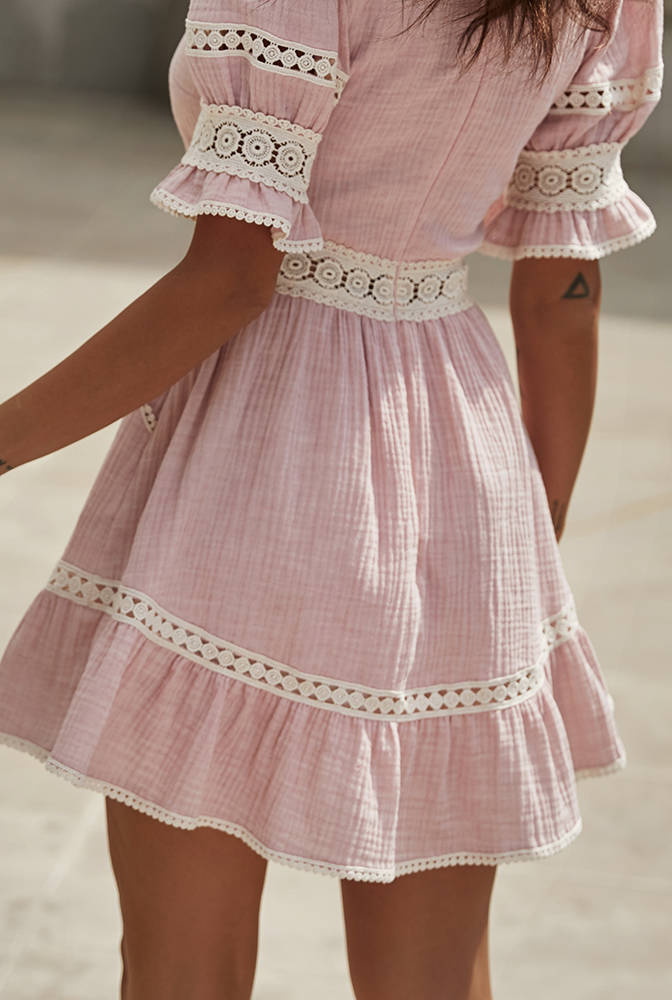 Gerda - Boho-Kleid mit cremefarbener Spitze